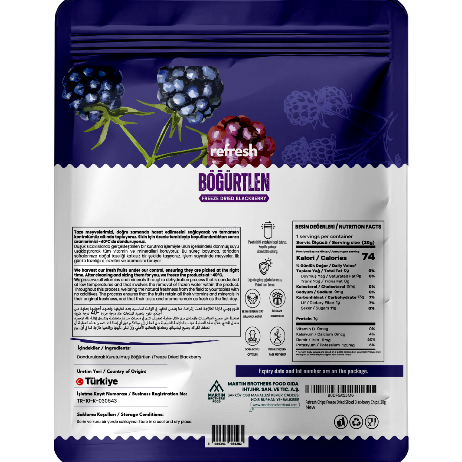 Refresh Freeze Dried Böğürtlen 20gr