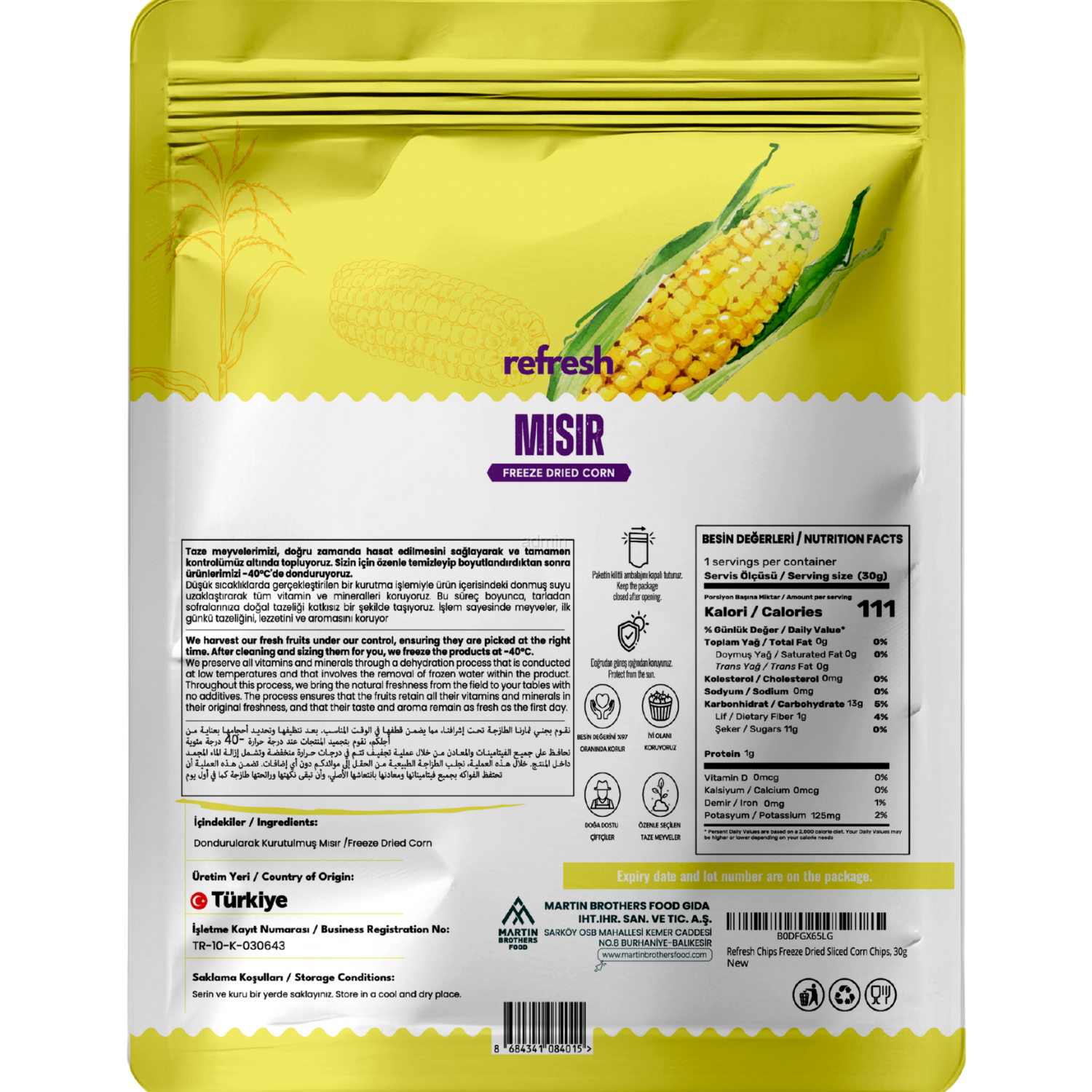 Refresh Freeze Dried Mısır 30gr