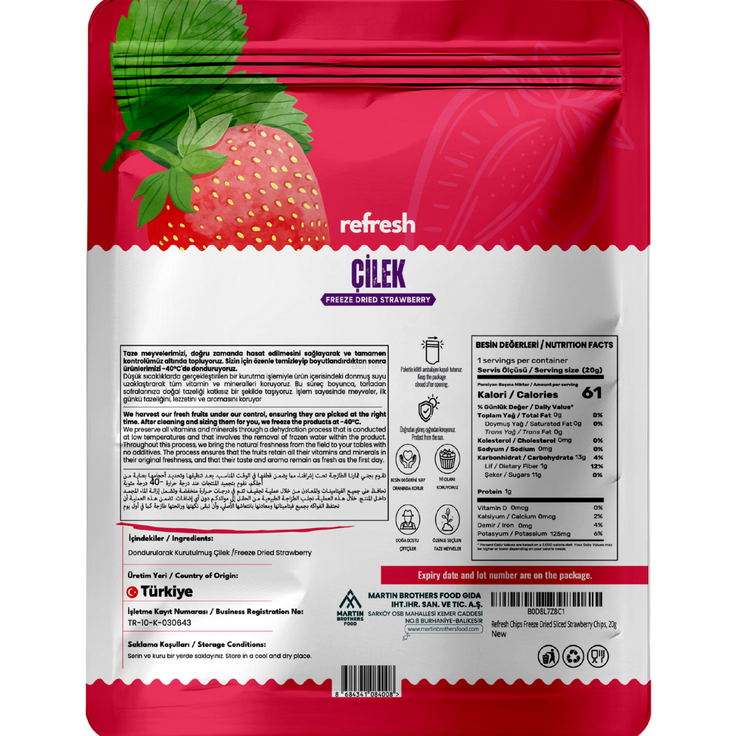 Refresh Freeze Dried Çilek 20gr