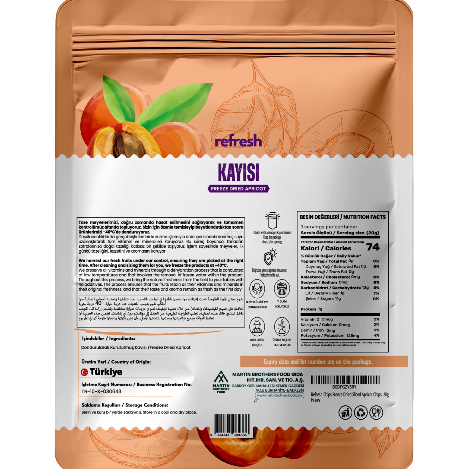 Refresh Freeze Dried Kayısı 20gr
