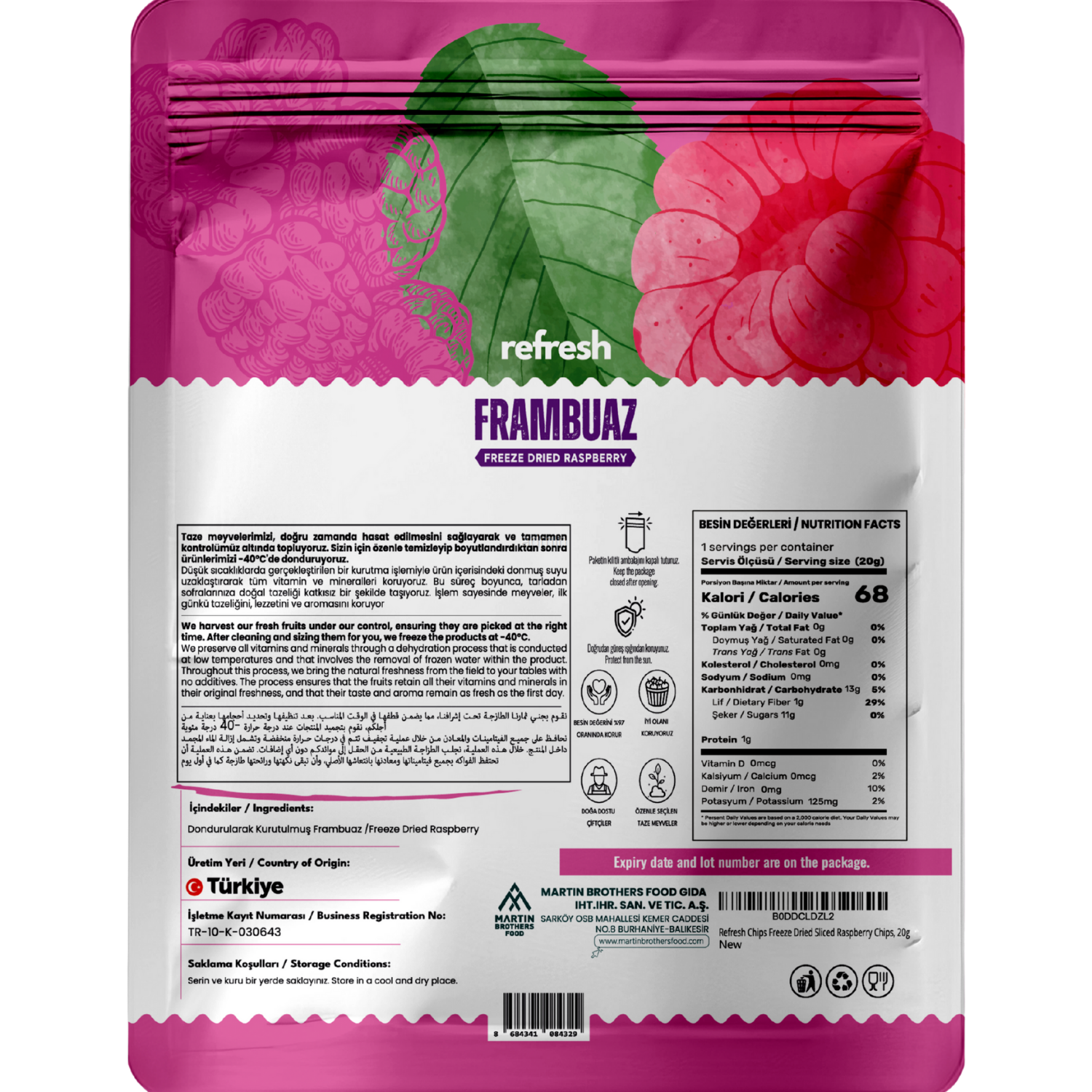 Refresh Freeze Dried Frambuaz 20gr