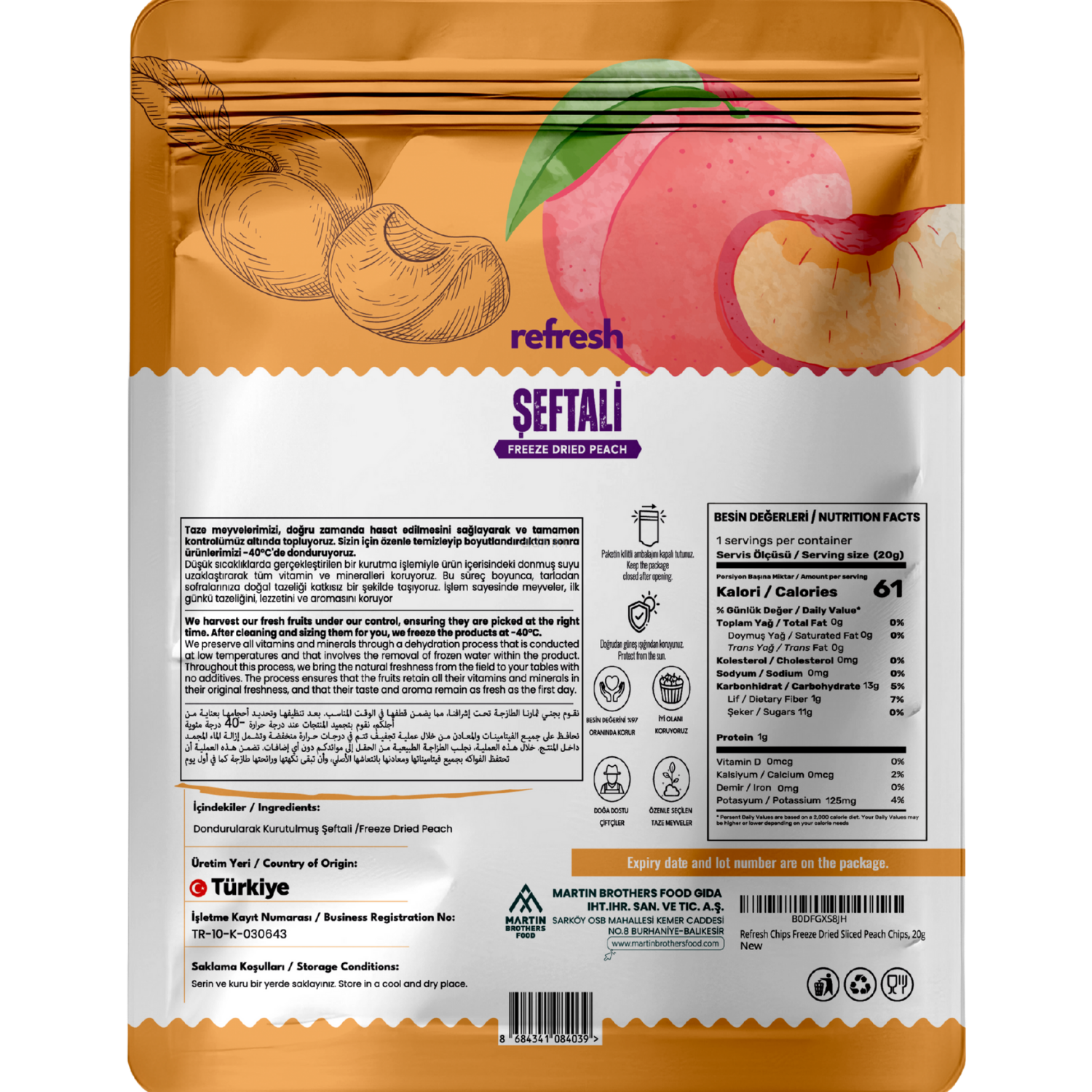 Refresh Freeze Dried Şeftali 20gr