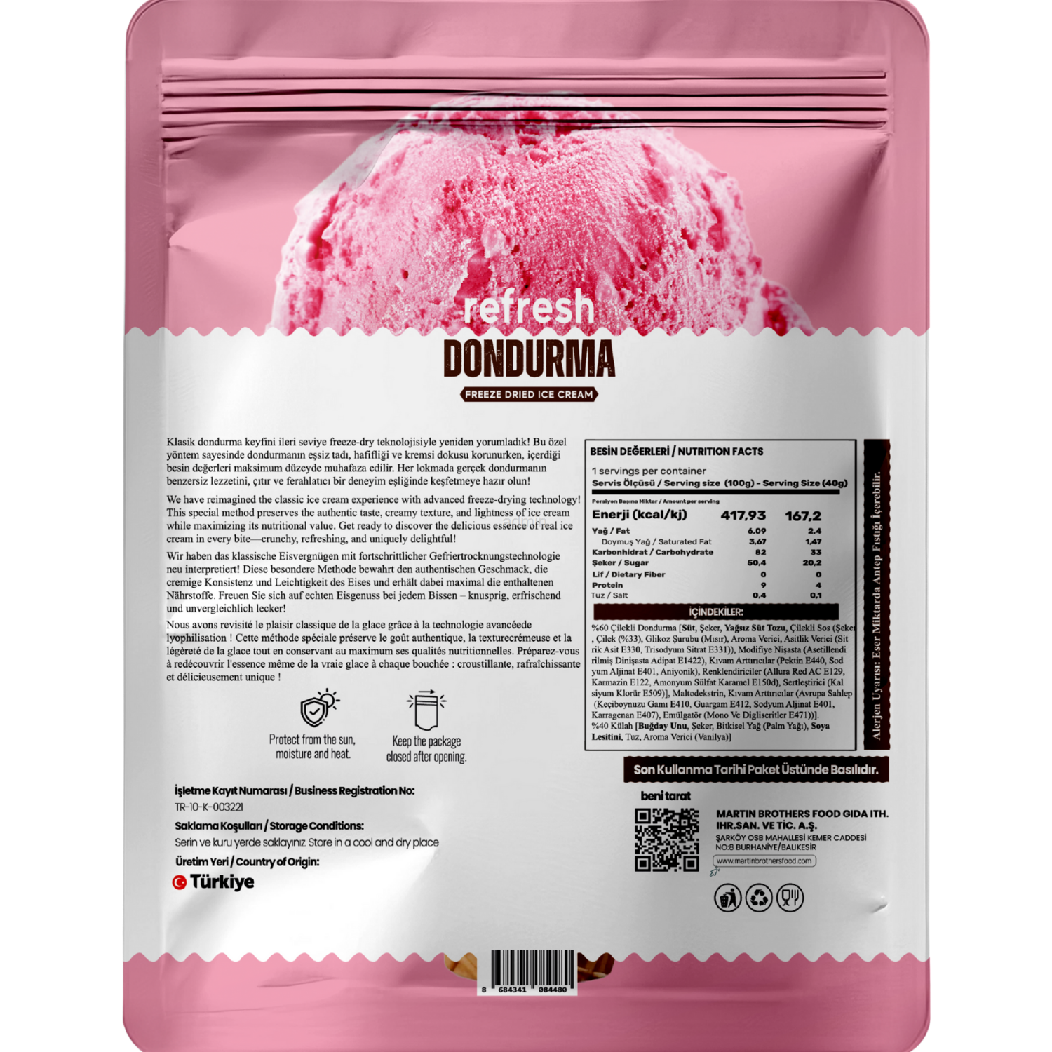Refresh Freeze Dried Çilekli Dondurma 30gr