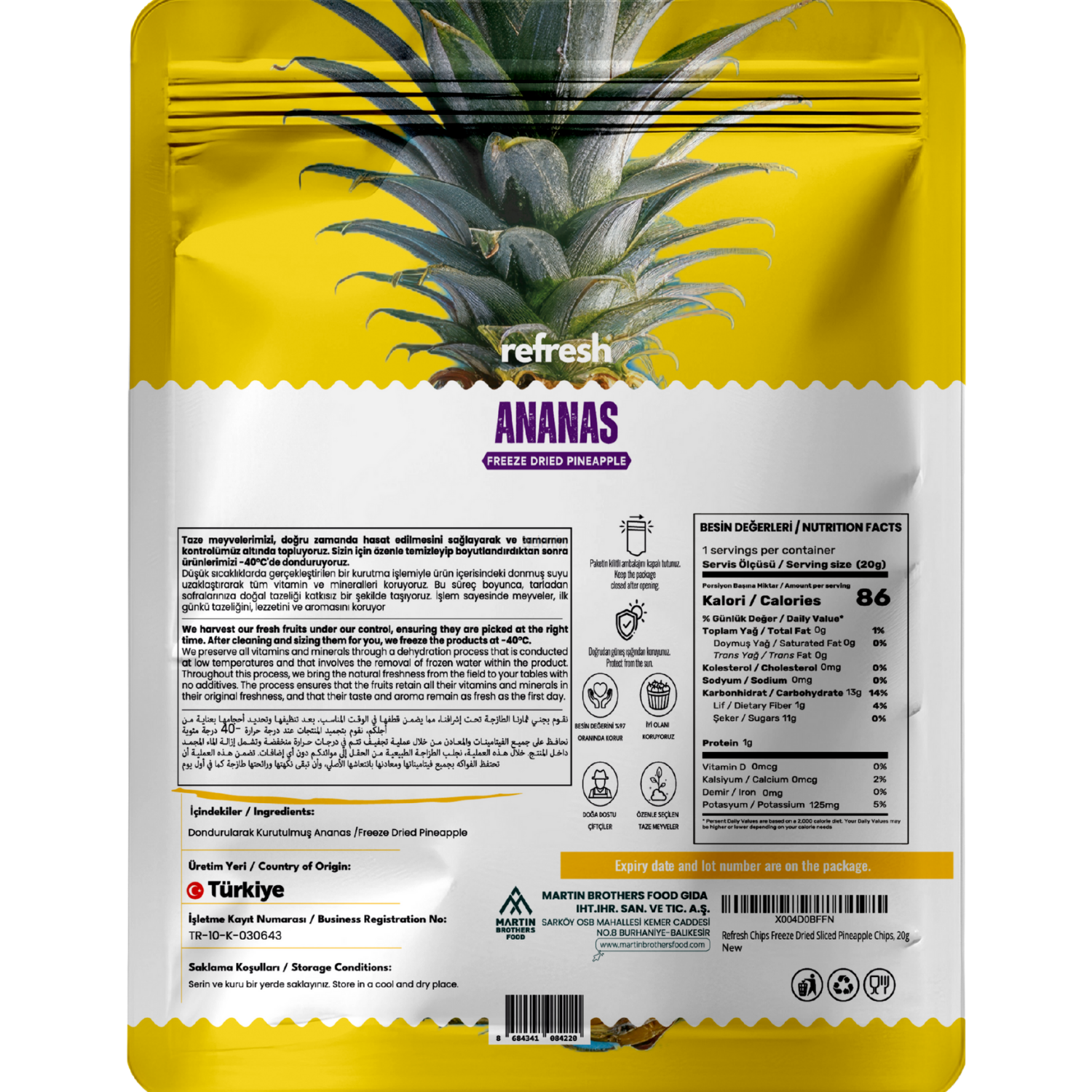 Refresh Freeze Dried Ananas 20gr