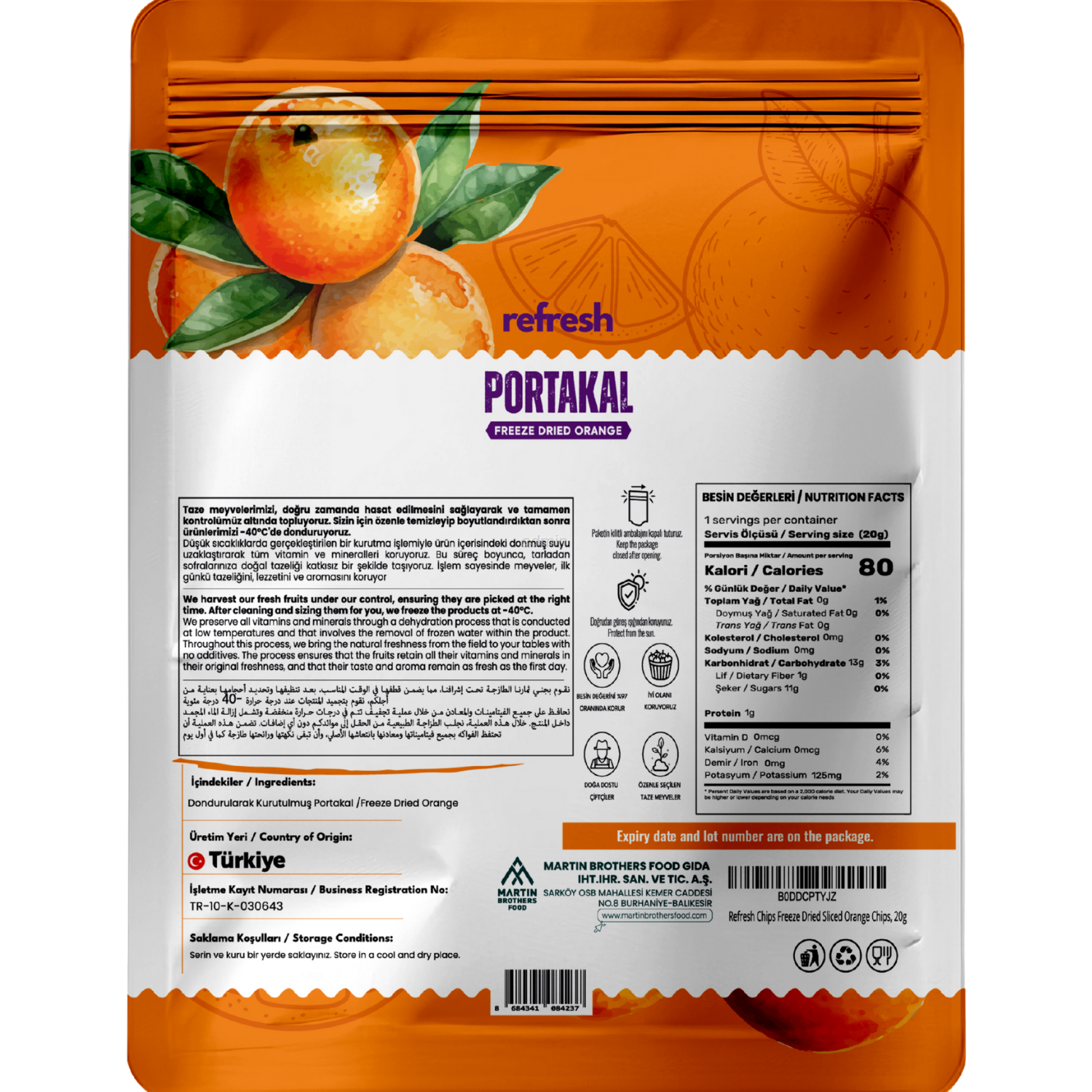 Refresh Freeze Dried Portakal 20gr