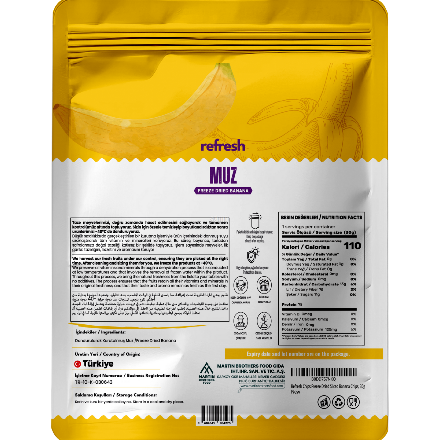 Refresh Freeze Dried Muz 30gr