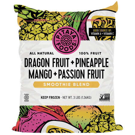 Natural Dragon Fruit + Pineapple + Mango + Passion Fruit Smoothie Blend 3Lb